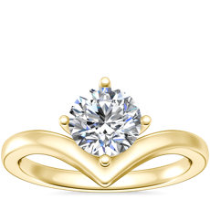 NEW Chevron Solitaire Engagement Ring in 14k Yellow Gold
